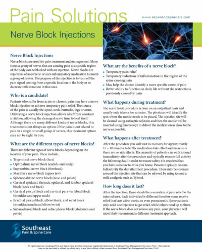 Np Injection Block Patients - Southeast Pain & Spine Care - Pain Management