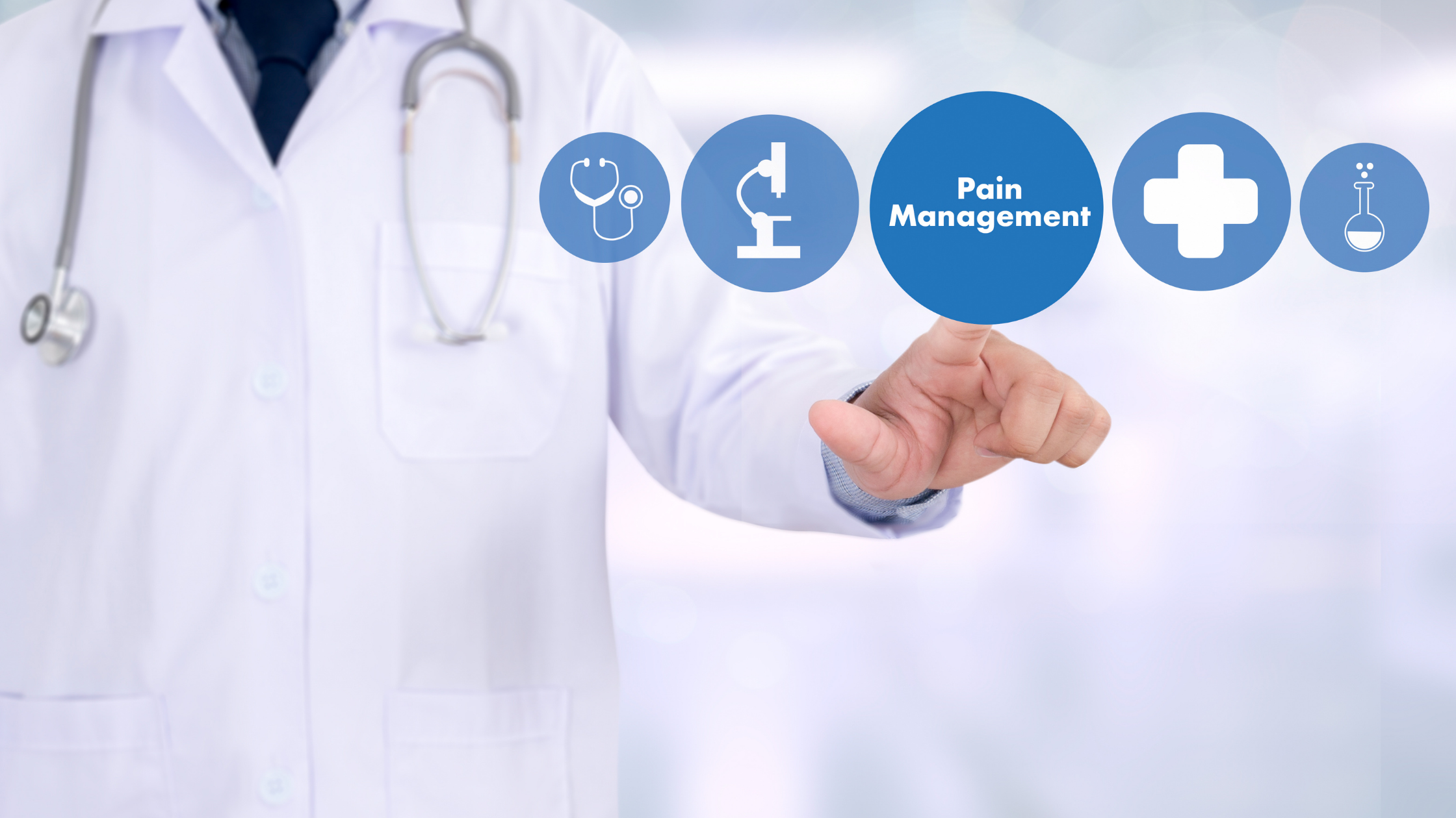 doctor with blue circles pain management