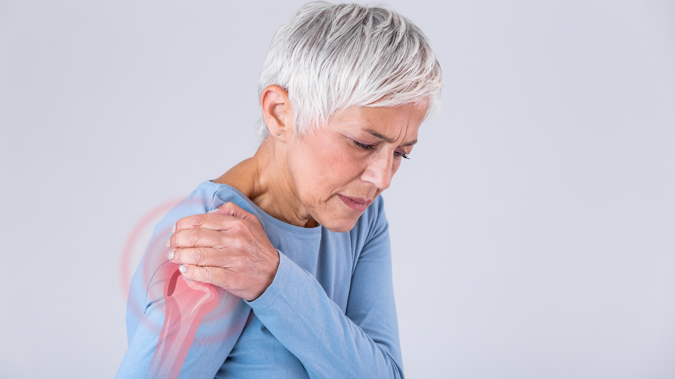 elderly woman with shoulder pain